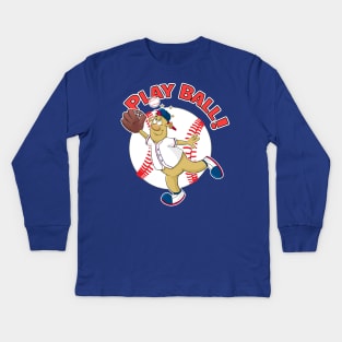 Play Ball! Braves Baseball Mascot Blooper Kids Long Sleeve T-Shirt